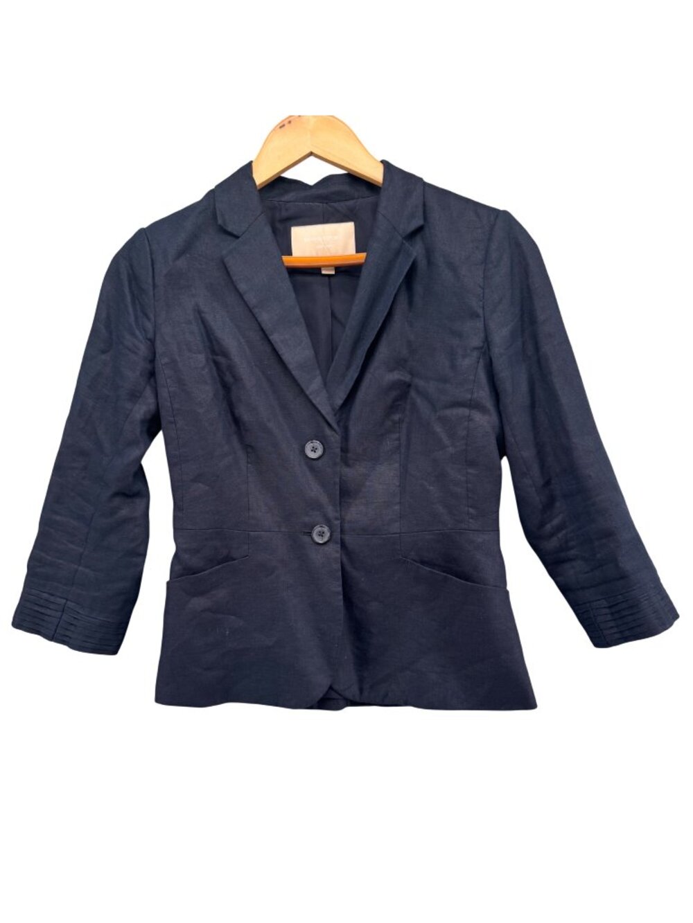 Banana Republic Linen Blazer Womens Navy Blue 2 Button Jacket Size 0